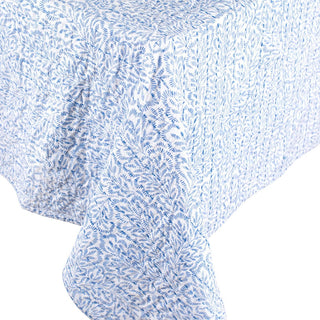 Caspari Reversible Kantha Table Cover in Blue Block Print Leaves - 1 Each FTC009