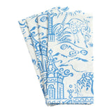 Caspari Pagoda Toile Cloth Dinner Napkins in Blue - Set of 4 FTN002A