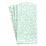 Caspari Block Print Leaves Cotton Dinner Napkins in Green & White - Set of 4 FTN007A