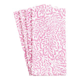 Caspari Block Print Leaves Cotton Dinner Napkins in Fuchsia & White - Set of 4 FTN008A
