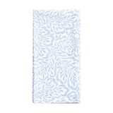 Caspari Block Print Leaves Cotton Dinner Napkins in White & Blue - Set of 4 FTN009B