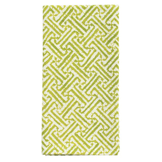 Caspari Fretwork Cotton Dinner Napkins in Green & White - Set of 4 FTN010B