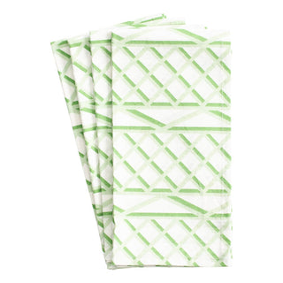 Caspari Trellis Cotton Dinner Napkins in Green & White - Set of 4 FTN011B