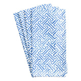 Caspari Fretwork Cotton Dinner Napkins in Blue & White - Set of 4 FTN012B