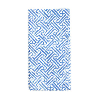 Caspari Fretwork Cotton Dinner Napkins in Blue & White - Set of 4 FTN012B