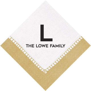 Personalization by Caspari Geometos Family Name Personalized Linen Border Cocktail Napkins GEONAMECOCKTAIL-LB