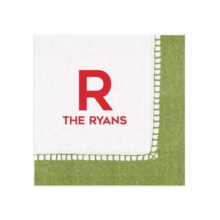 Personalization by Caspari Geometos Family Name Personalized Linen Border Cocktail Napkins GEONAMECOCKTAIL-LB
