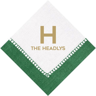 Personalization by Caspari Geometos Family Name Personalized Linen Border Cocktail Napkins GEONAMECOCKTAIL-LB
