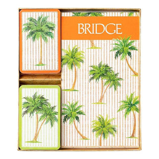 Caspari Palms Bridge Gift Set - 2 Playing Card Decks & 2 Score Pads GS107