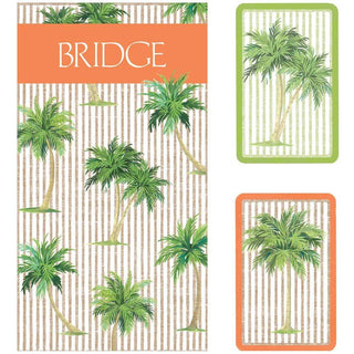 Caspari Palms Bridge Gift Set - 2 Playing Card Decks & 2 Score Pads GS107