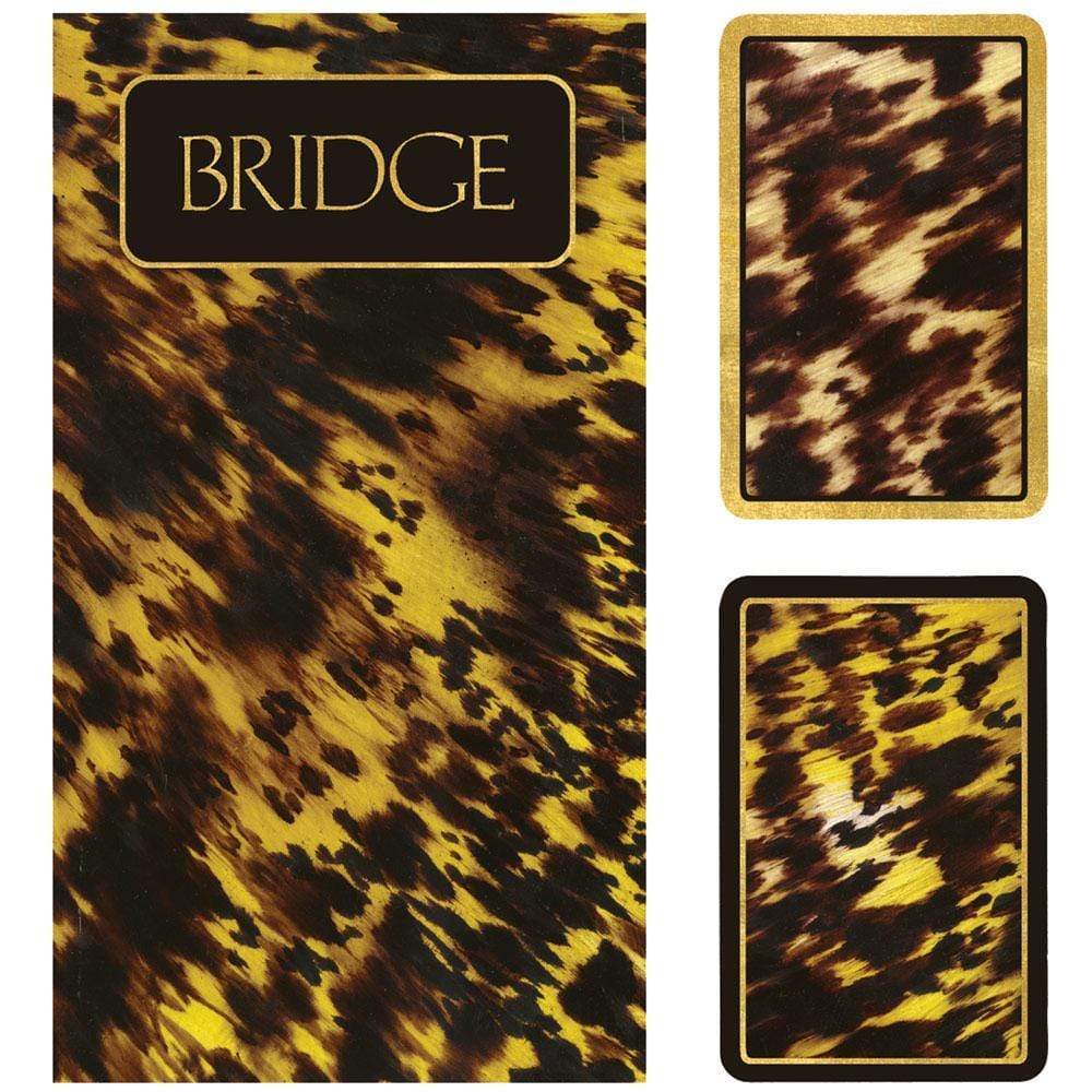 Caspari Tortoise Large Type Bridge Gift Set - 2 Playing Card Decks & 2 Score Pads GS110J