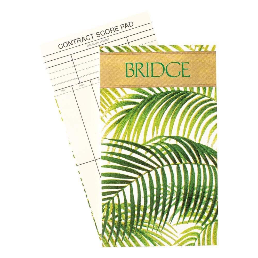 Caspari Under the Palms Large Type Bridge Gift Set - 2 Playing Card Decks & 2 Score Pads GS126J