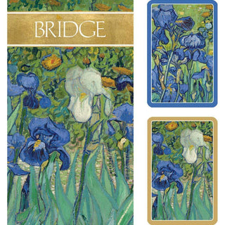 Caspari Van Gogh Irises Large Type Bridge Gift Set - 2 Playing Card Decks & 2 Score Pads GS131J
