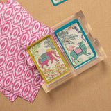Caspari Le Jardin De Mysore Large Type Bridge Gift Set - 2 Playing Card Decks & 2 Score Pads GS140J