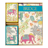 Caspari Le Jardin De Mysore Large Type Bridge Gift Set - 2 Playing Card Decks & 2 Score Pads GS140J
