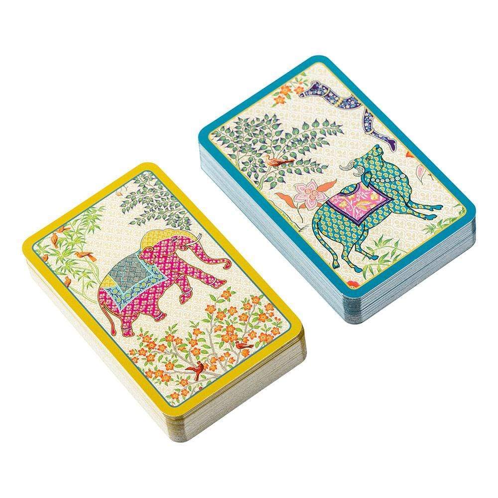 Caspari Le Jardin De Mysore Large Type Bridge Gift Set - 2 Playing Card Decks & 2 Score Pads GS140J