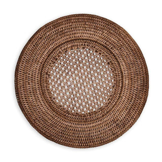 Caspari Rattan Round Plate Charger in Dark Natural - 1 Each HDP01