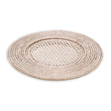 Caspari Rattan Round Plate Charger in White Natural - 1 Each HDP01W