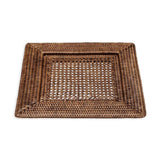Caspari Rattan Square Plate Charger in Dark Natural - 1 Each HDP02