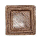Caspari Rattan Square Plate Charger in Dark Natural - 1 Each HDP02