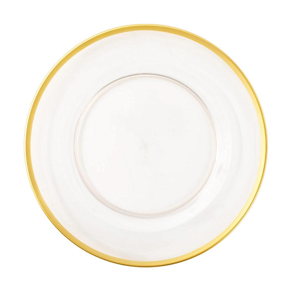 Clear Acrylic Plate Charger with Gold Rim Elegant Tableware