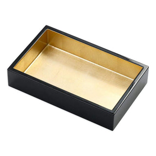 Caspari Lacquer Guest Towel Napkin Holder in Black & Gold - 1 Each HG13