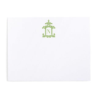 Personalization by Caspari Pagoda Toile Personalized Single Initial Correspondence Cards HGC556GREEN_CARD