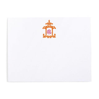 Personalization by Caspari Pagoda Toile Personalized Monogram Correspondence Cards HGC556ORANGE_CARD