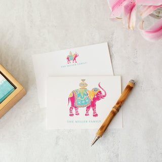Personalization by Caspari Royal Elephant Personalized Correspondence Cards HGC615MULTI_CARD