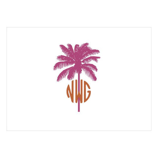 Personalization by Caspari Palm Tree Personalized Monogram Folded Note Cards HGC760FUCHSIA_FOLD