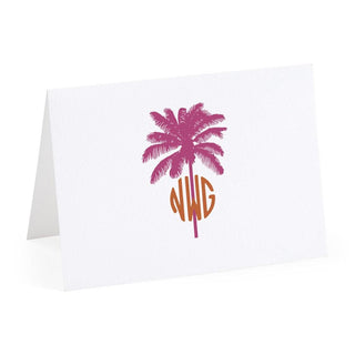 Personalization by Caspari Palm Tree Personalized Monogram Folded Note Cards HGC760FUCHSIA_FOLD