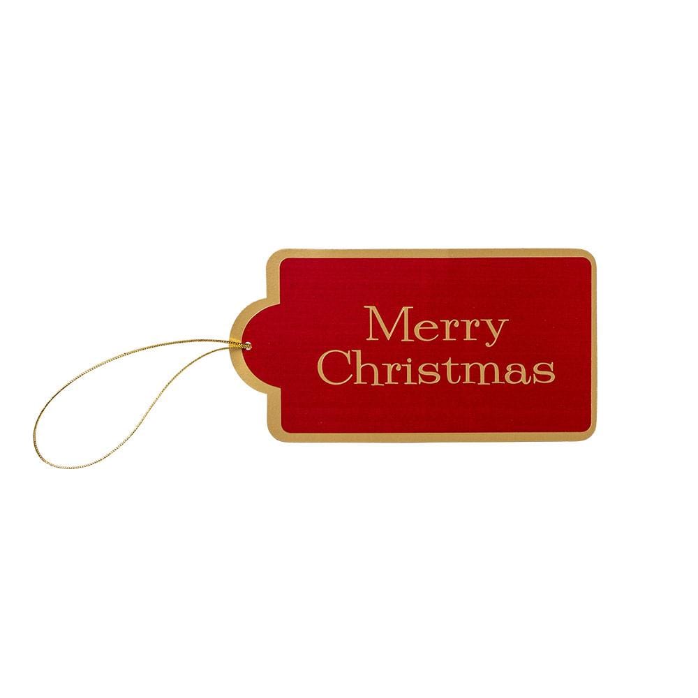 caspari Merry Christmas Hanging Gift Tags - 4 Tags with Gold Cord