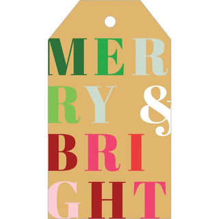 Caspari Merry and Bright Gift Hang Tags in Gold Foil - 4 Per Package HT056