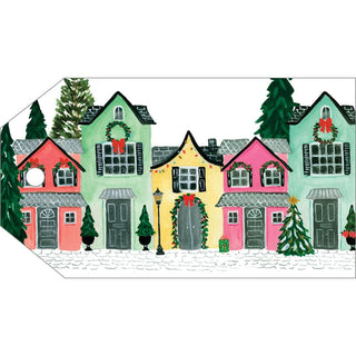 Caspari Decorated Houses Gift Hang Tags - 4 Per Package HT059