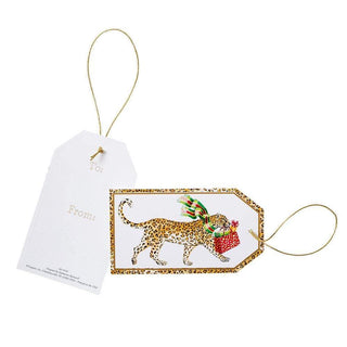 Caspari Leopards in Snow Classic Gift Tags - 4 Per Package HT9745