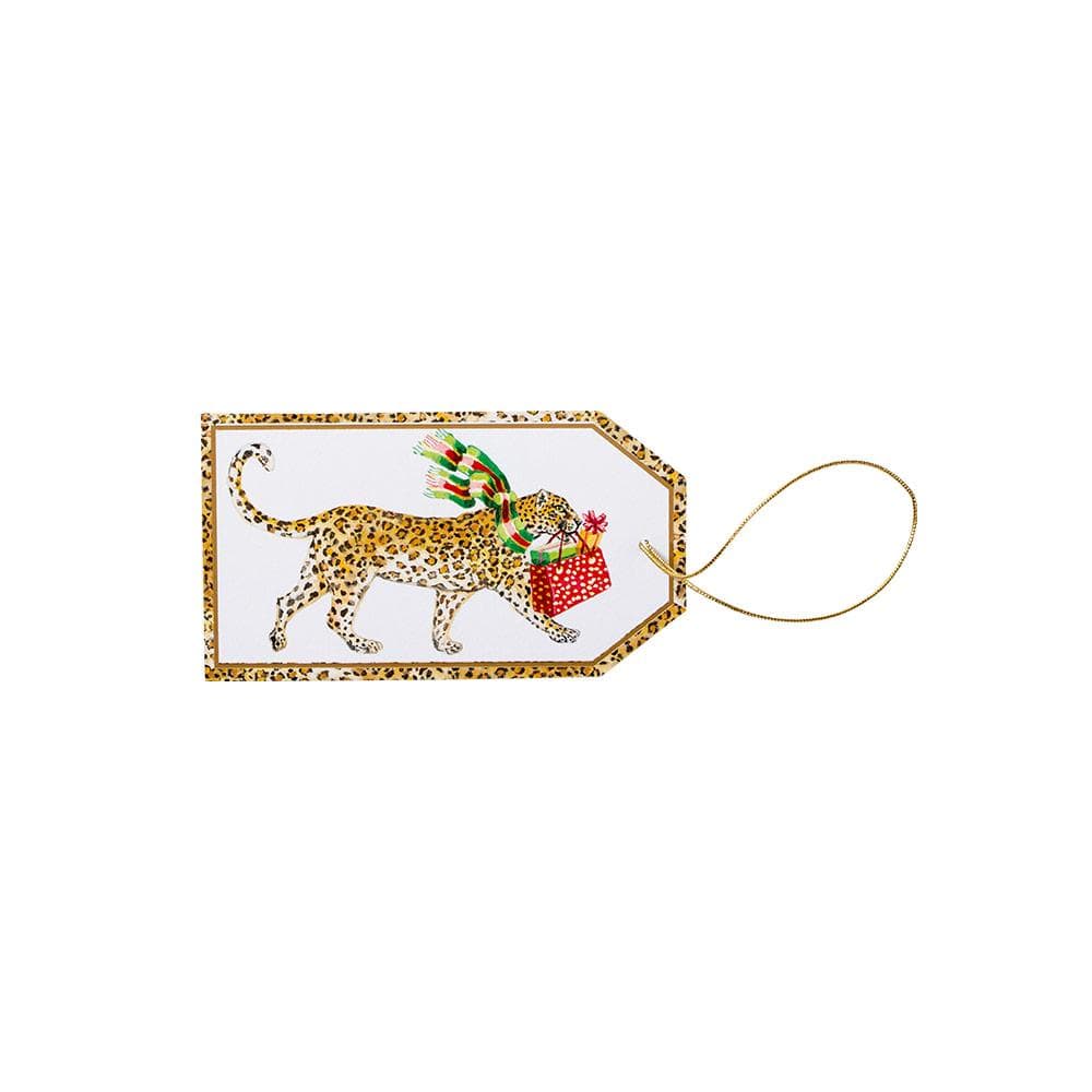 caspari Leopards in Snow Classic Gift Tags - 4 Per Package