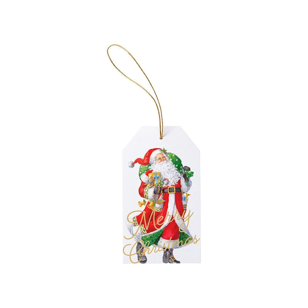 caspari Woodland Santa Classic Foil Gift Tags - 4 Per Package