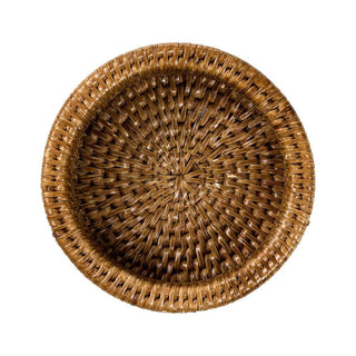 Caspari Rattan Wine Bottle Coaster in Dark Natural - 1 Each HWC01