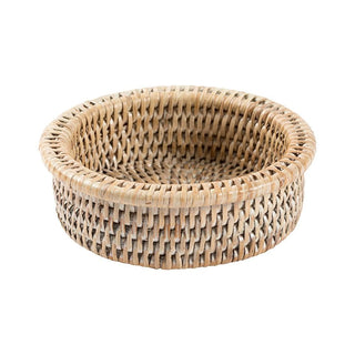 Caspari Rattan Wine Bottle Coaster in White Natural - 1 Each HWC01W