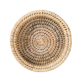 Caspari Rattan Wine Bottle Coaster in White Natural - 1 Each HWC01W