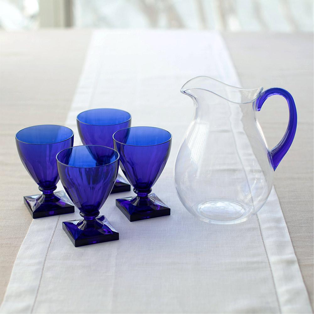 Acrylic Pitcher | Clear with Cobalt Handle