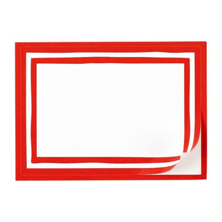 Caspari Border Stripe Self-Adhesive Labels in Red - 12 Per Package LTAG012