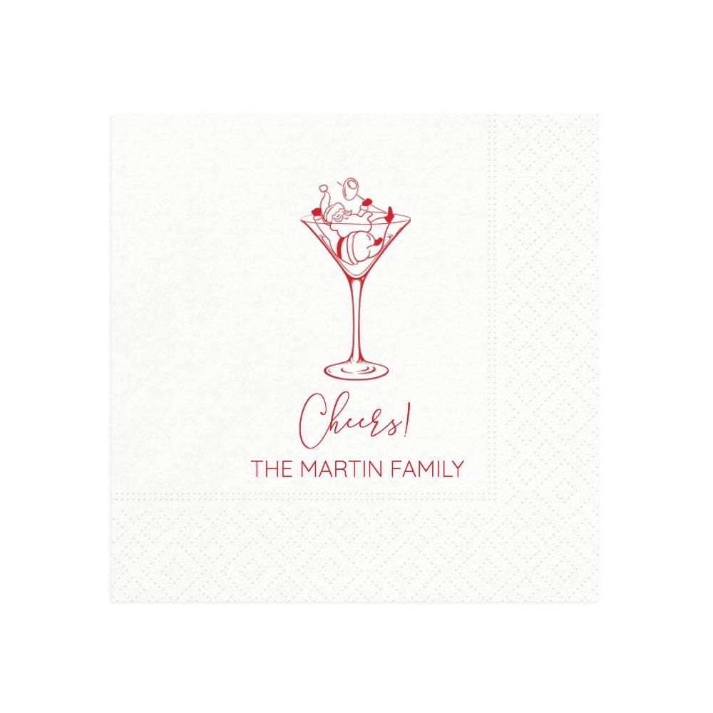 Cheers Martini Santa Personalized Cocktail Napkins – Caspari