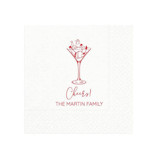 Personalization by Caspari Cheers Martini Santa Personalized Cocktail Napkins MARSNTACOCKTAIL-3PLYWP