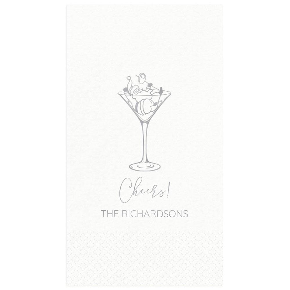 caspari Cheers Martini Santa Personalized Guest Towel Napkins