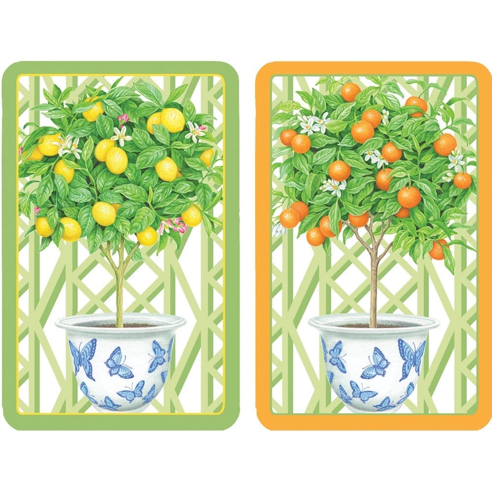 caspari Citrus Topiaries Large Type Playing Cards - 2 Decks Included