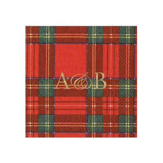 Personalization by Caspari Personalized Double Initial Royal Plaid Cocktail Napkins PG_2INITIAL_DSTARTAN_COCKTAIL