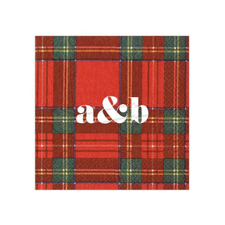 Personalization by Caspari Personalized Double Initial Royal Plaid Cocktail Napkins PG_2INITIAL_DSTARTAN_COCKTAIL