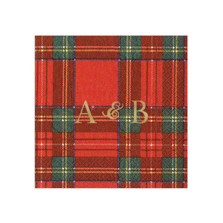 Personalization by Caspari Personalized Double Initial Royal Plaid Cocktail Napkins PG_2INITIAL_DSTARTAN_COCKTAIL