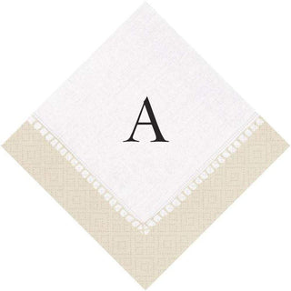 Personalization by Caspari Personalized Single Initial Linen Border Cocktail Napkins PG_INITIAL_LINBORDER_COCKTAIL